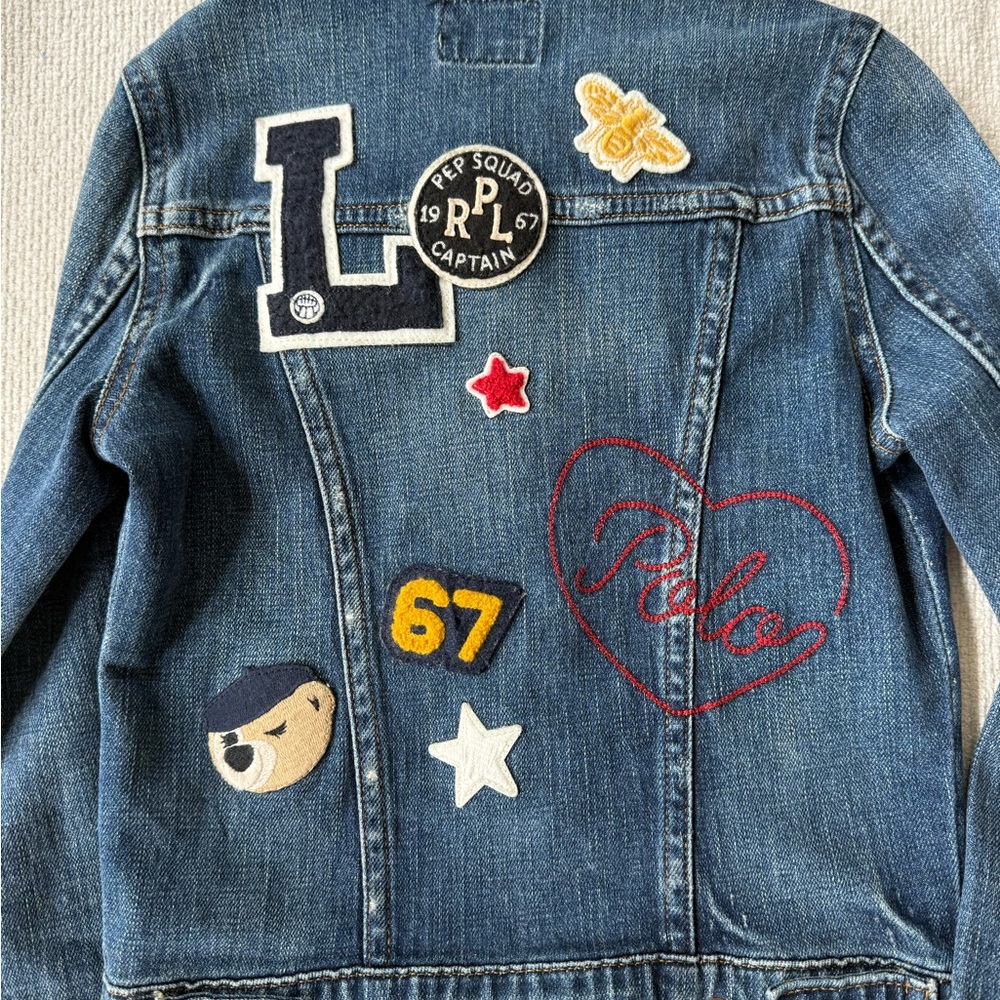 Ralph Lauren Blue Denim Kids Jacket with Colorful Patchwork
